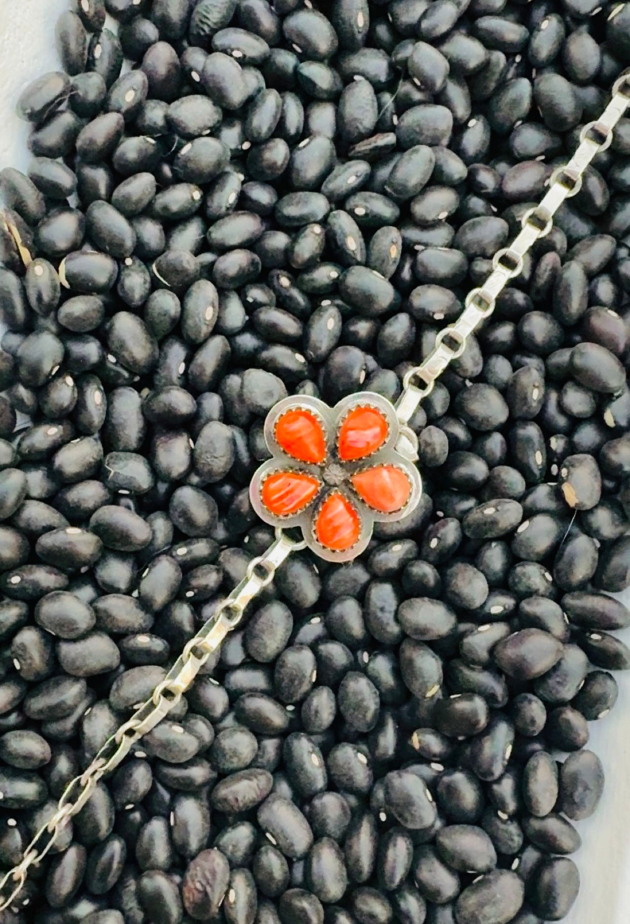 ORANGE SUNSET DROP: Ft. Orange Spiny & Composite Sterling Silver Pieces
