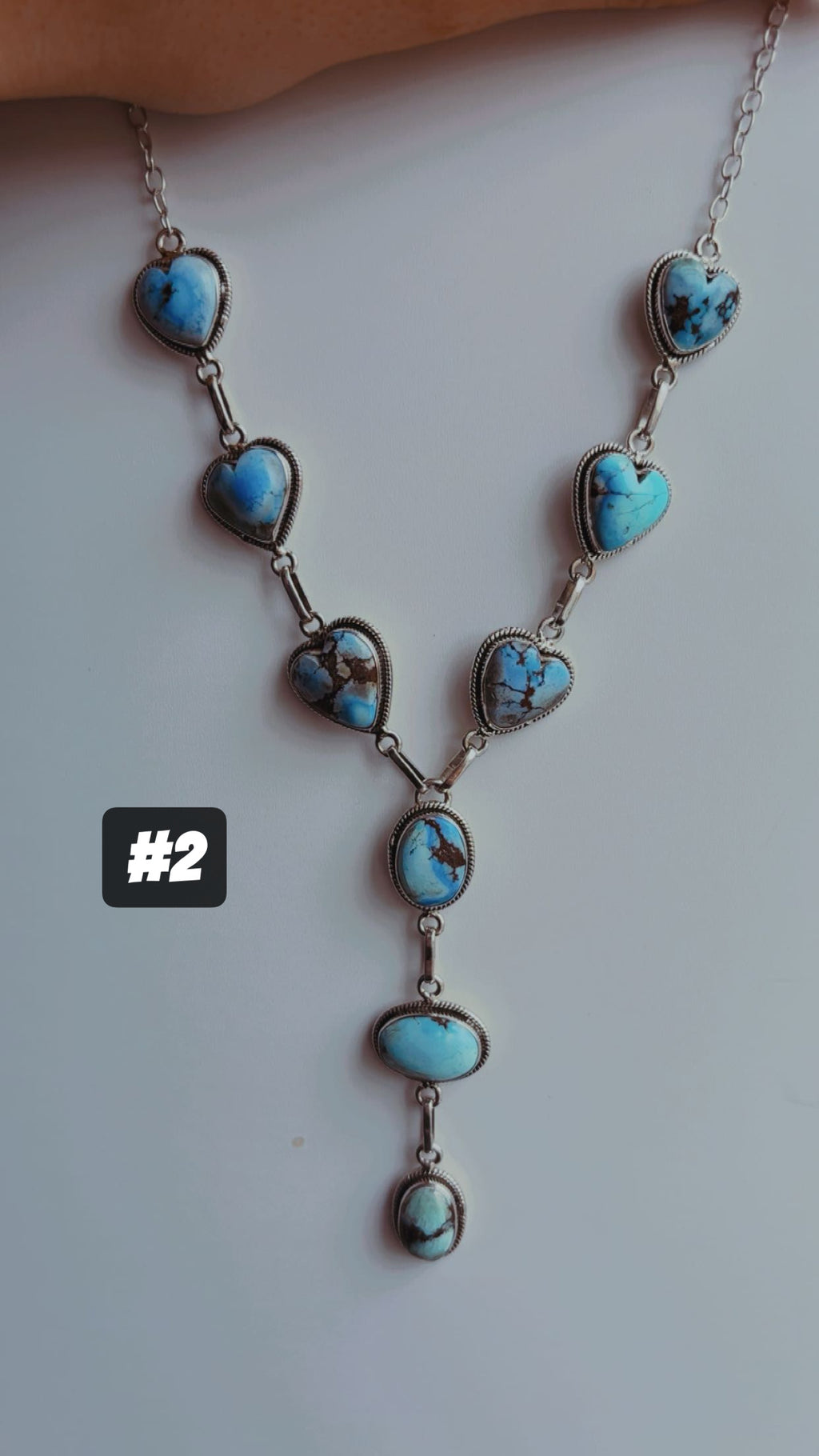 Valentine’s Collection: Golden Hills Statement Heart Lariat Necklaces (15-20” adjustable) 1/2” Stones Sterling Silver