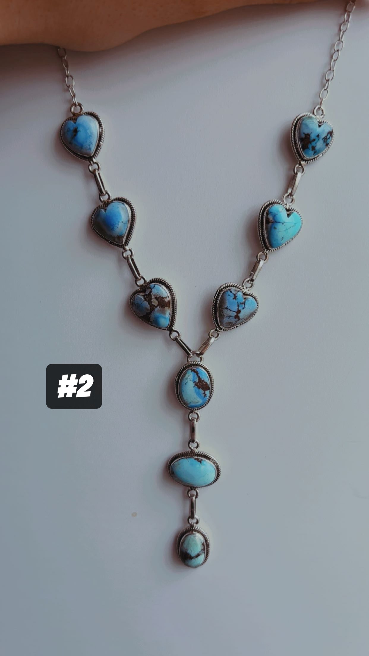 Valentine’s Collection: Golden Hills Statement Heart Lariat Necklaces (15-20” adjustable) 1/2” Stones Sterling Silver
