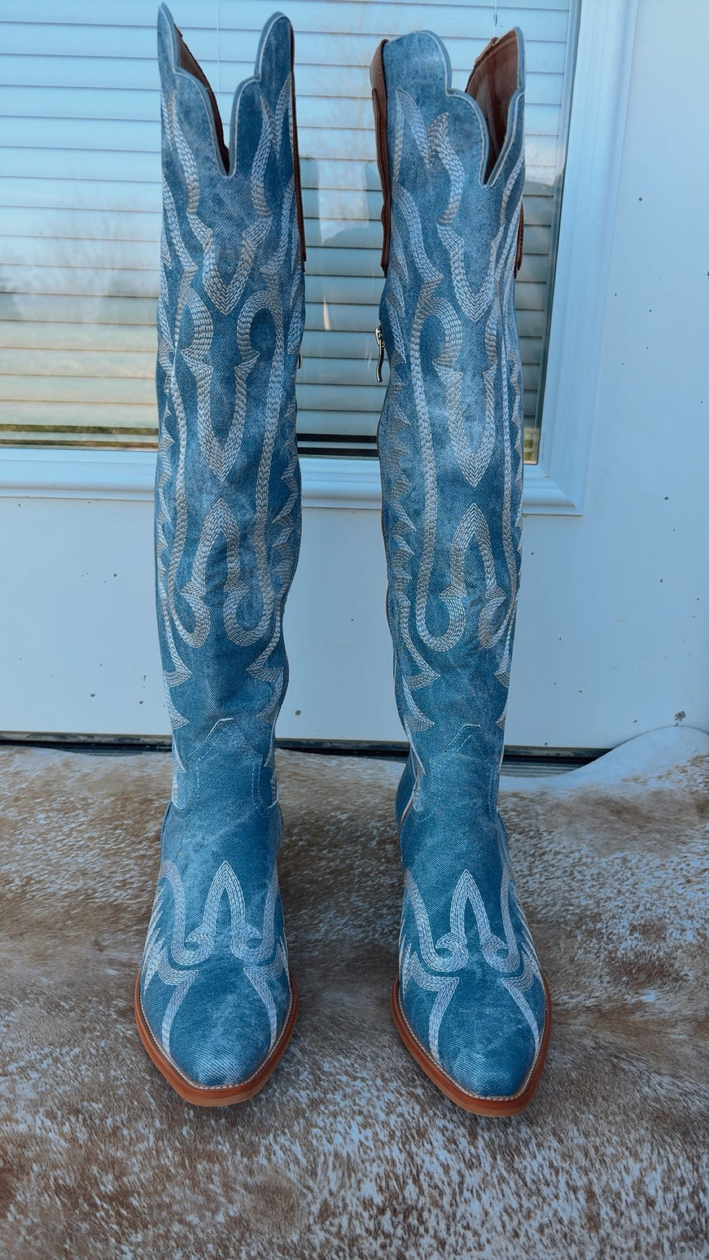 “Blue Jean Baby” Knee High Cowgirl Boots (Pre- Order) 1 week biz day tat🫶🏼