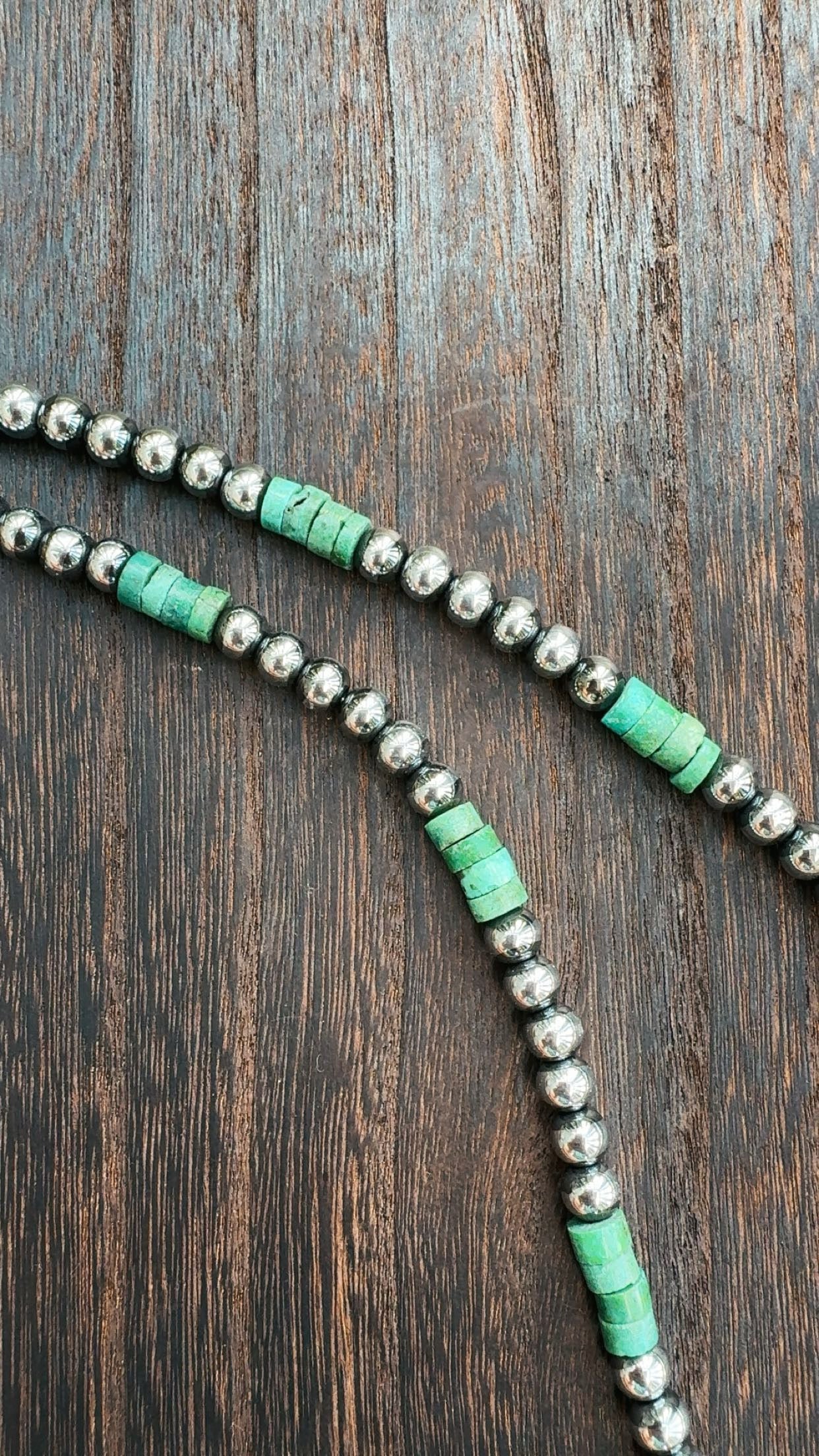 “THE DUTTON” 6mm Hematite Pearls with Green Turquoise Beads (non tarnish & hypoallergenic)**1.5 week biz day TAT to be strung!