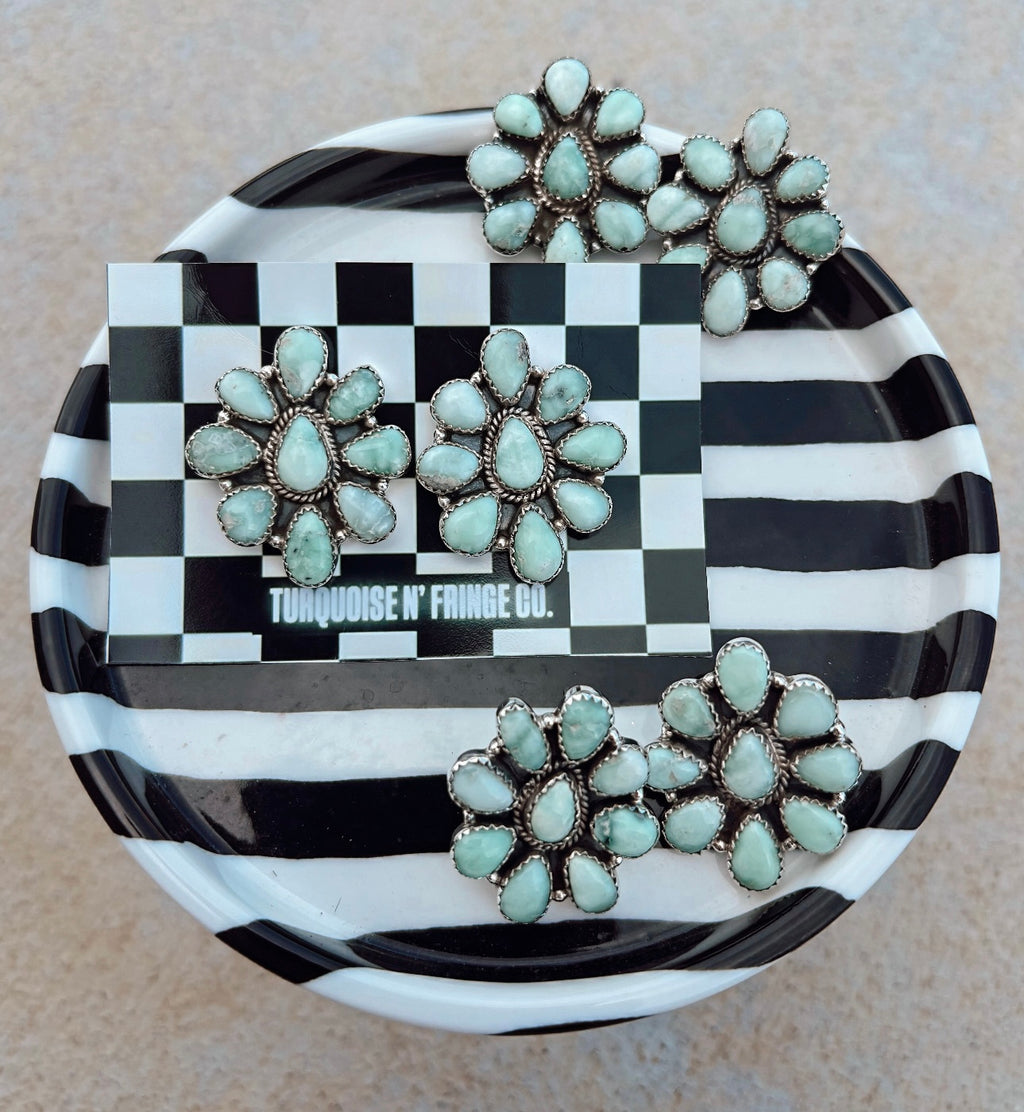 PALOMA CLUSTER STUD EARRINGS: Sterling Silver 925 (All over 1” in size)