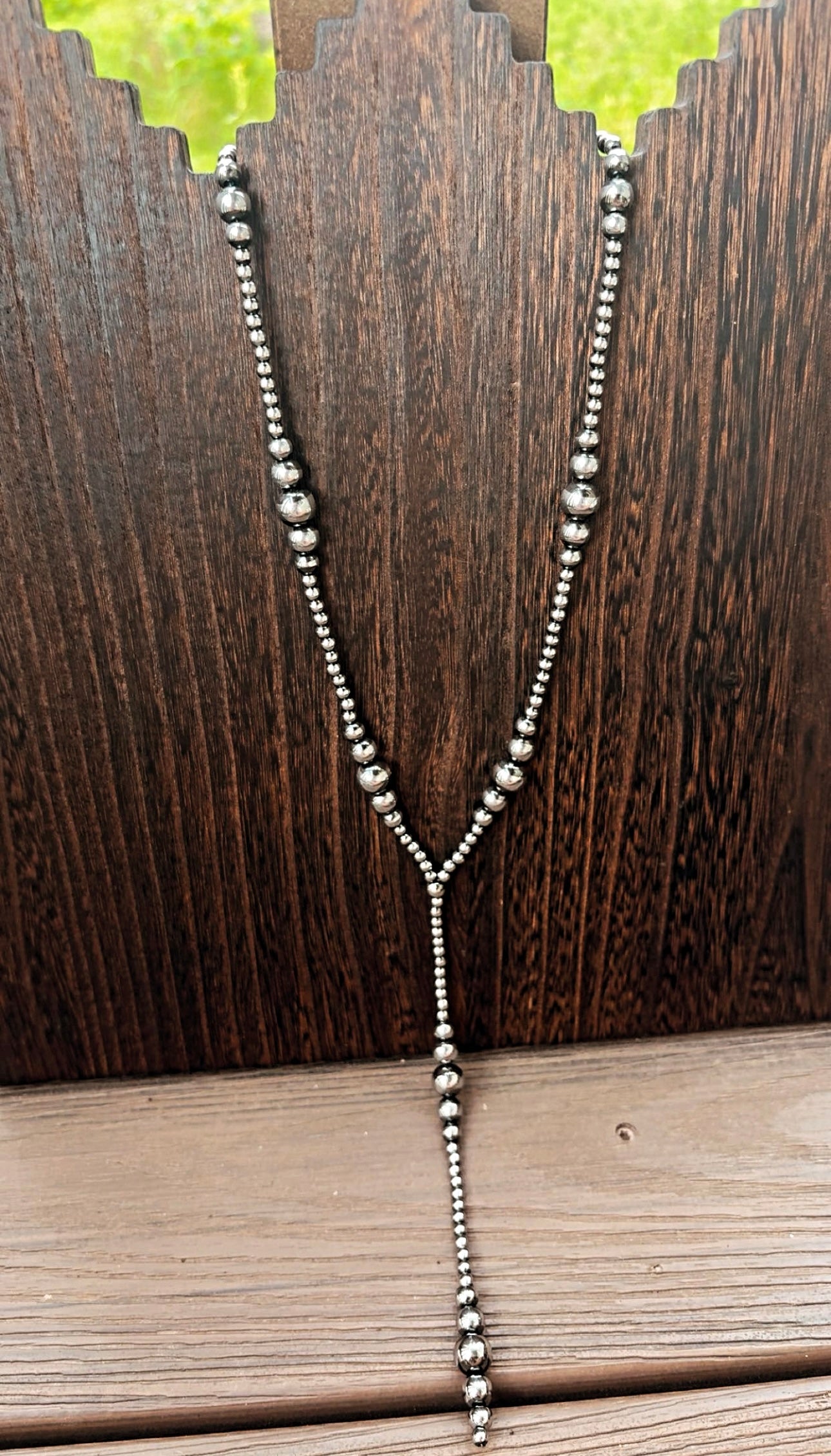 “THE SANTA FE” 4-10mm Graduated Hematite Pearl Lariat Necklace (non tarnish & hypoallergenic) **1.5 week biz day TAT to be strung!