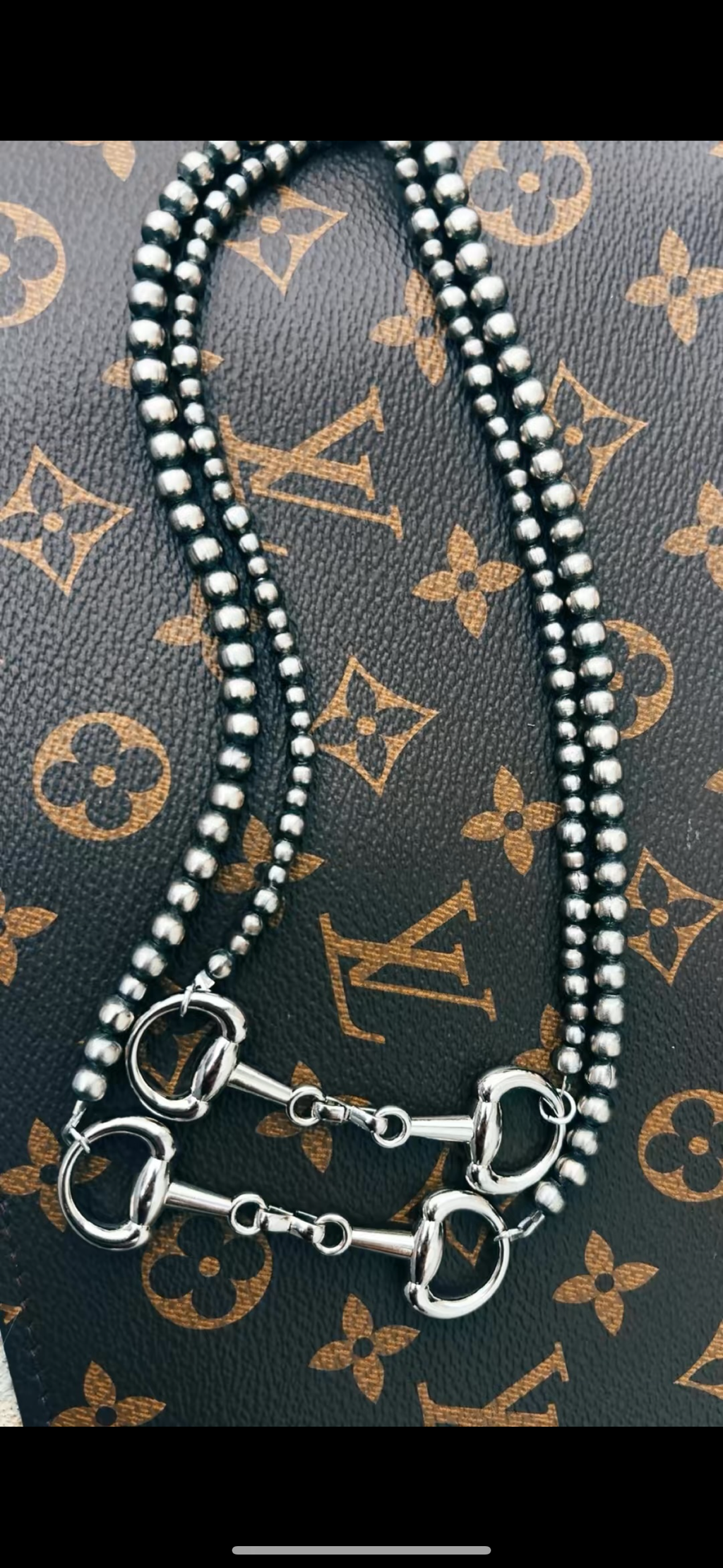 SNAFFLE BIT PEARLS: German Silver Navajo Made Pearls with sterling plated snaffle detail, 4-6mm 15-16” & 16-17” PRE ORDER: 2 week biz day TAT💕