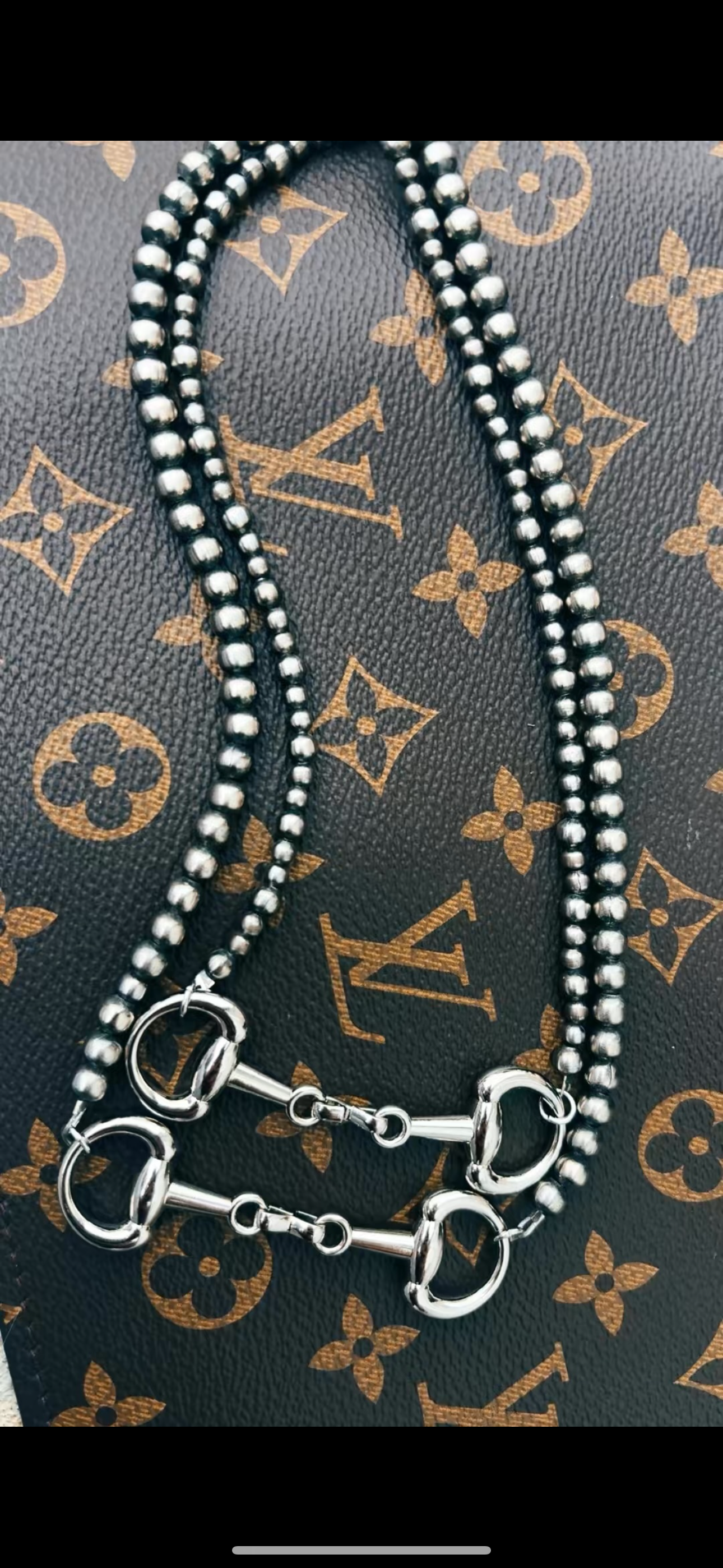 SNAFFLE BIT PEARLS: German Silver Navajo Made Pearls with sterling plated snaffle detail, 4-6mm 15-16” & 16-17” PRE ORDER: 2 week biz day TAT💕