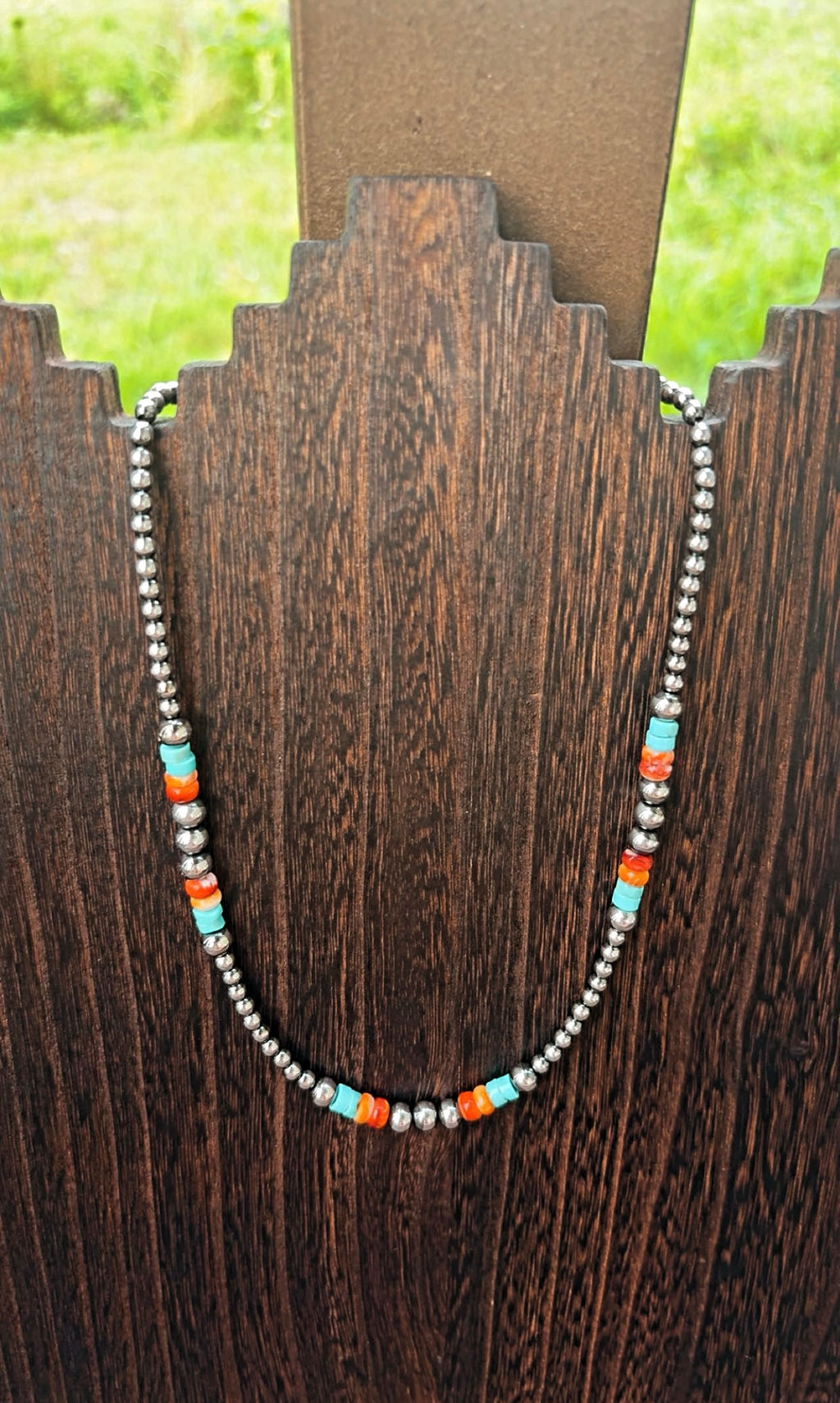 “THE SEDONA SKY” 4-5mm Graduated Hematite Pearls turquoise & spiny oyster (non tarnish & hypoallergenic) **1.5 week biz day TAT to be strung!