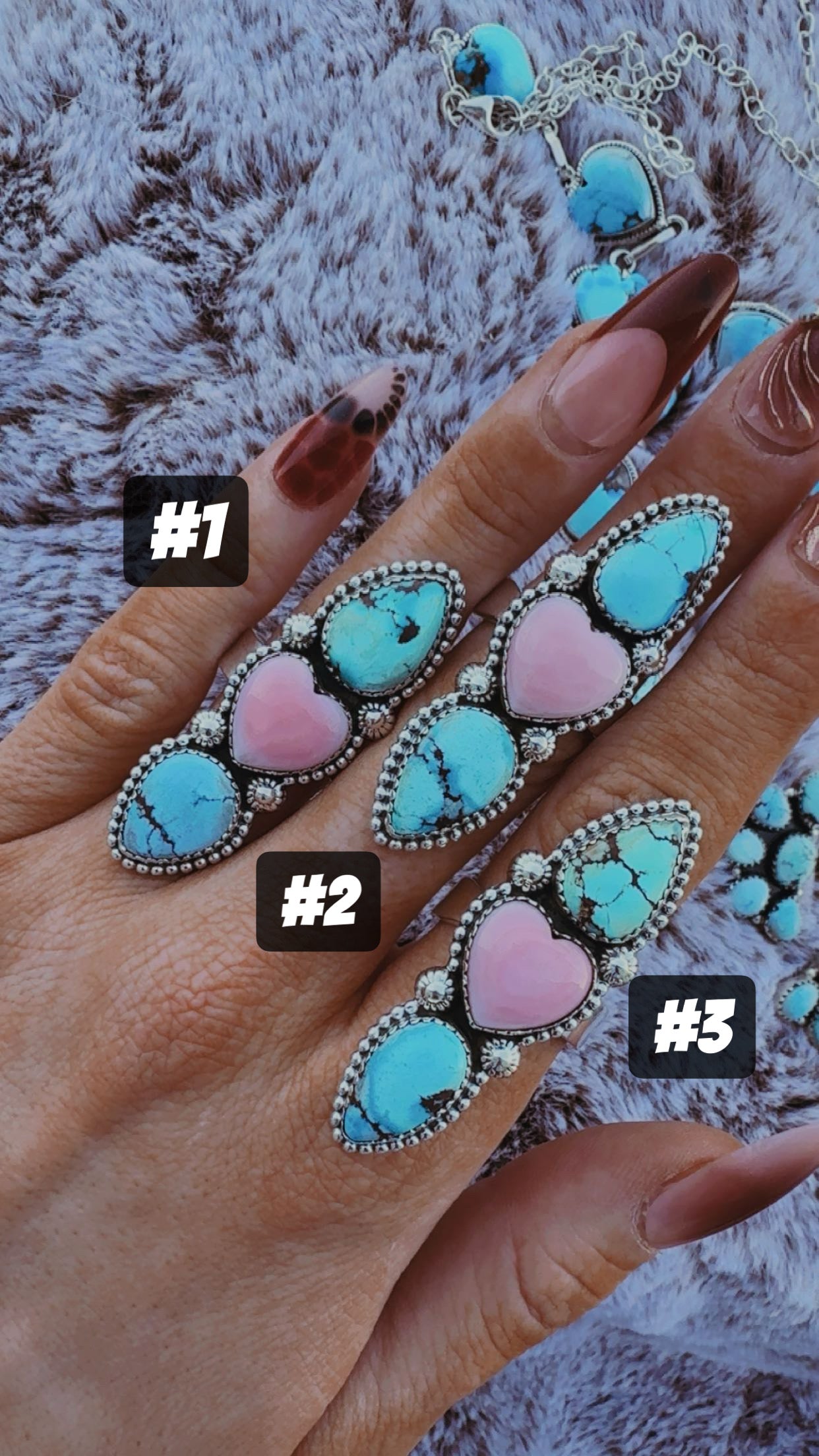 Valentine’s Collection: Golden Hills & Pink Conch Crawler Rings (Adj. size 6-10)