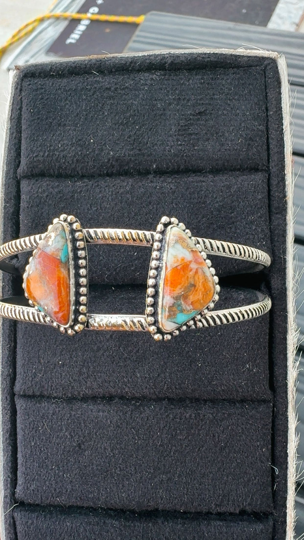 Orange Spiny & Kingman Drop: Sterling Silver 925 Pieces