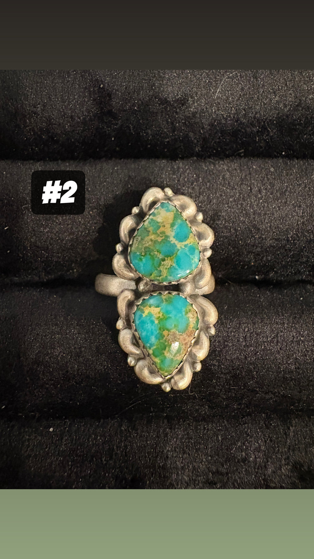 Sonoran Turquoise Double Stone Rings: Sterling Silver Pieces