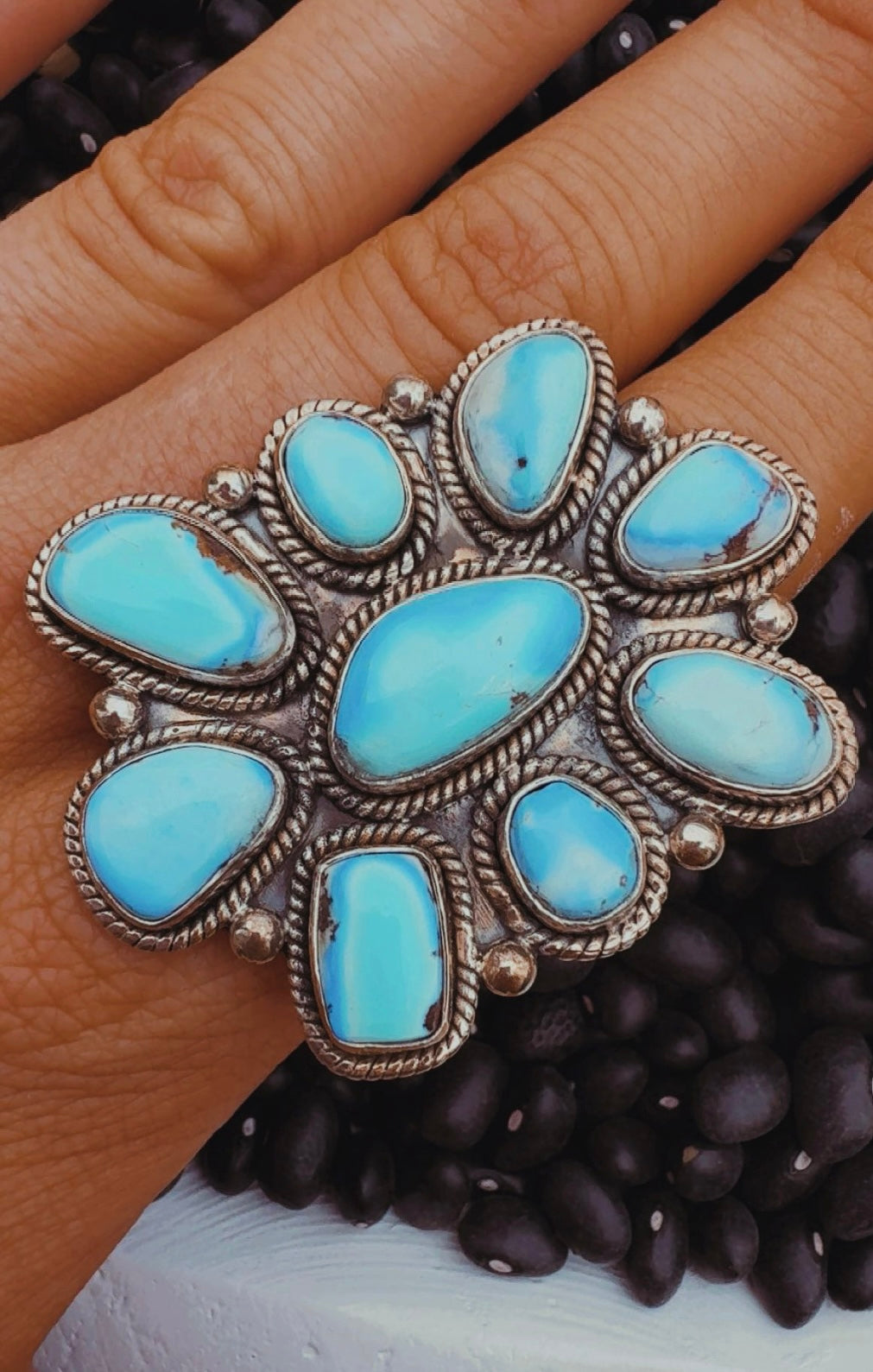 GOLDEN HILLS STATEMENT RINGS: Sterling Silver 925 Adjustable Size 6-10