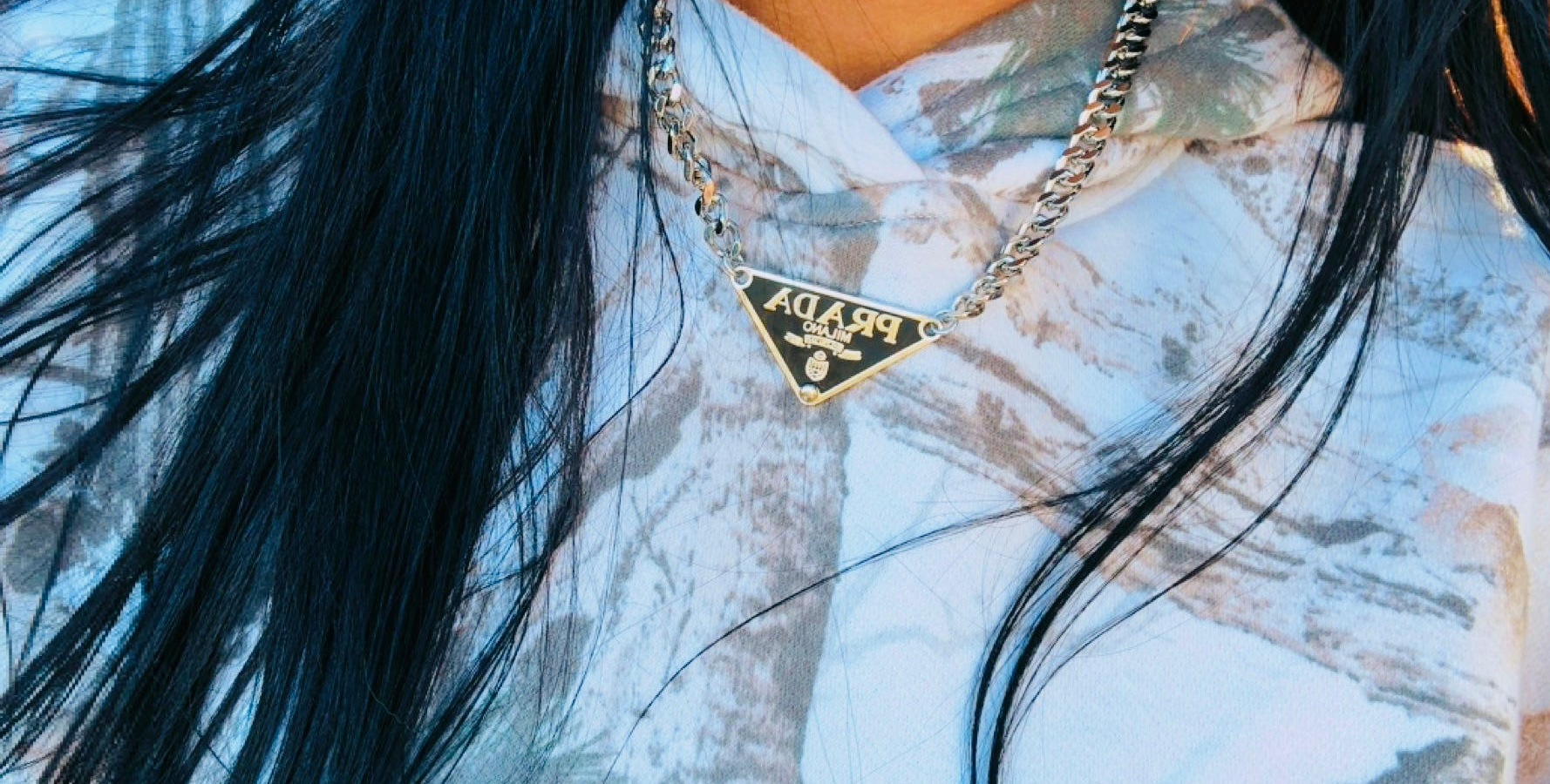 PRADA CHARM STAINLESS STEEL CHAIN NECKLACES 16”  (Few on hand, then pre order is only 1 week:)