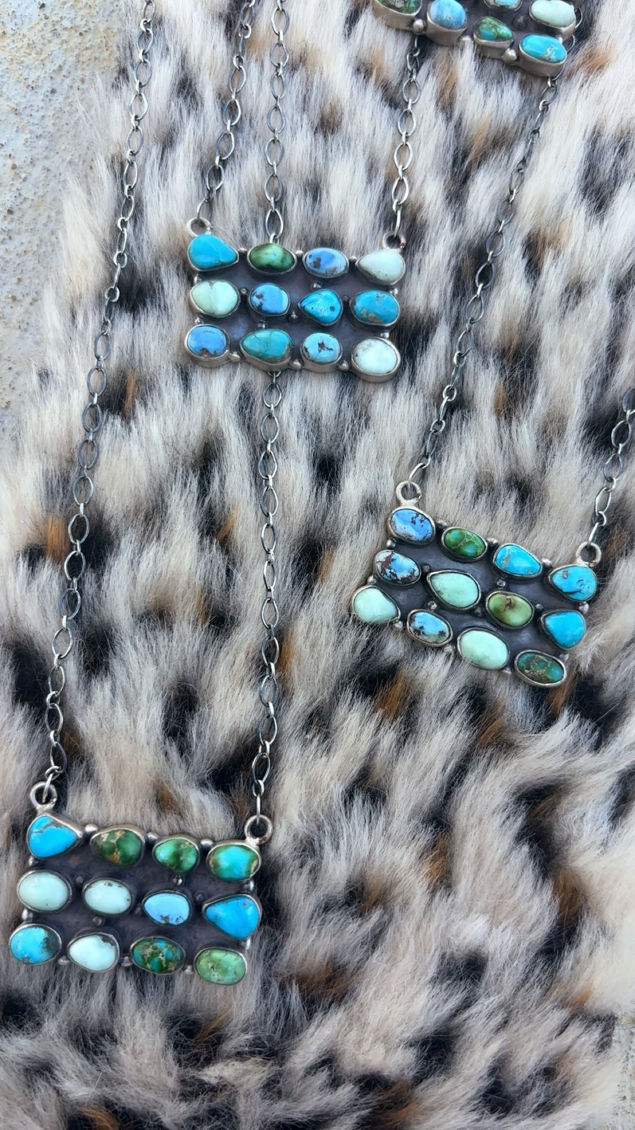 Multi Stone Bar Necklaces: Ft. Sonoran, Paloma, Golden Hills & Blue Ridge (Sterling Silver)              1 3/8” by 3/4” (20” adj. chain)