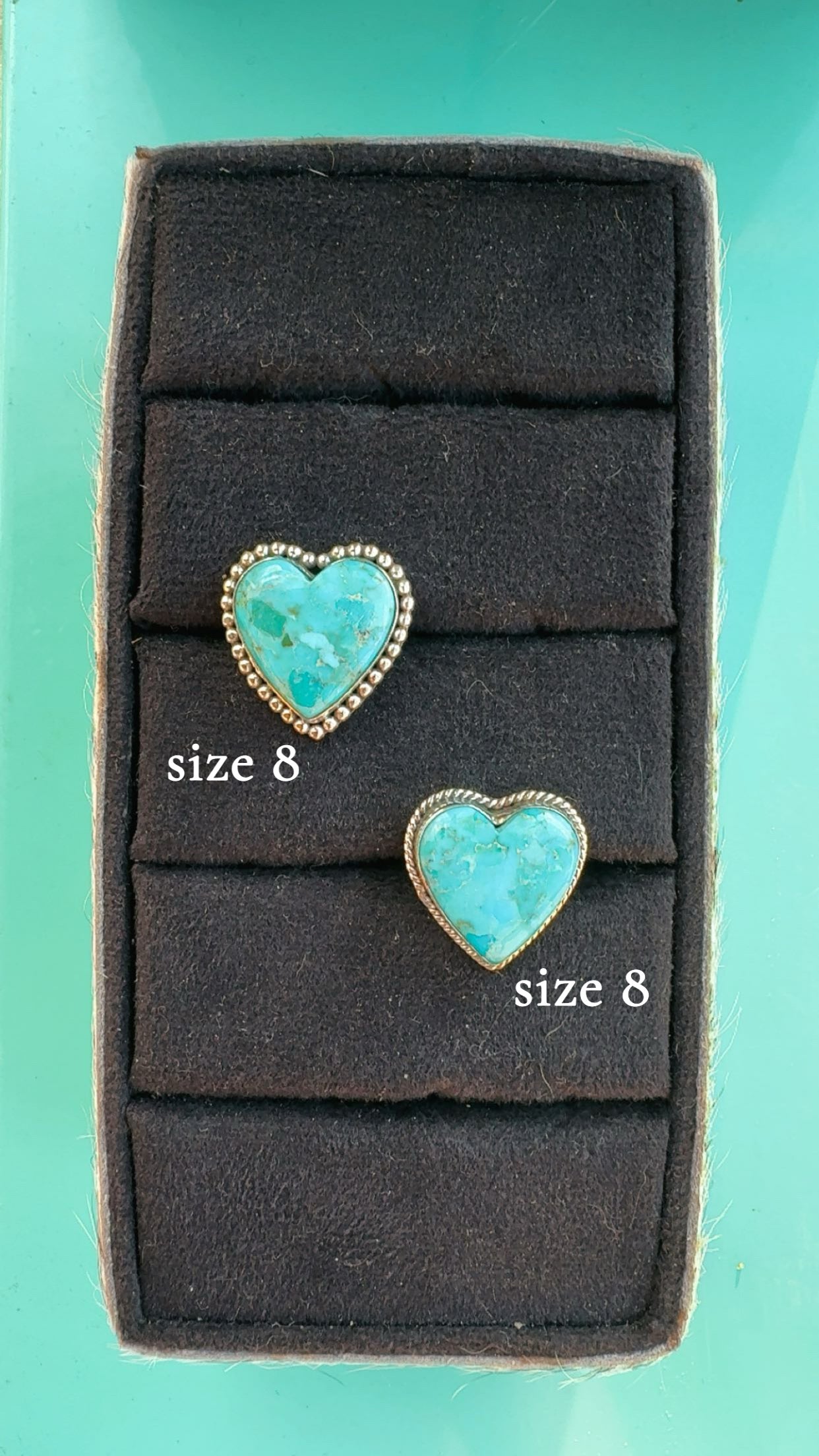 Kingman & Pink Dahlia Heart Rings: Sterling 925 (7/8”)