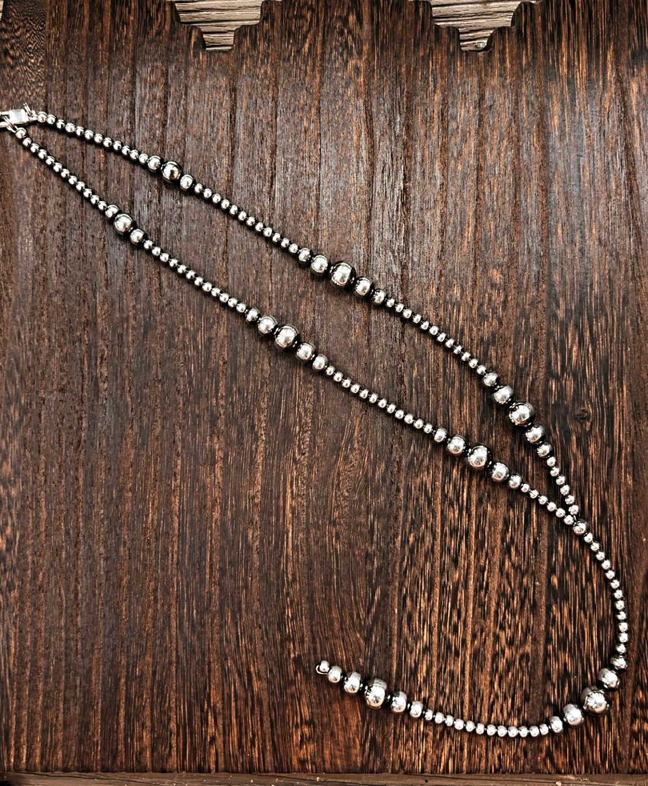 “THE SANTA FE” 4-10mm Graduated Hematite Pearl Lariat Necklace (non tarnish & hypoallergenic) **1.5 week biz day TAT to be strung!