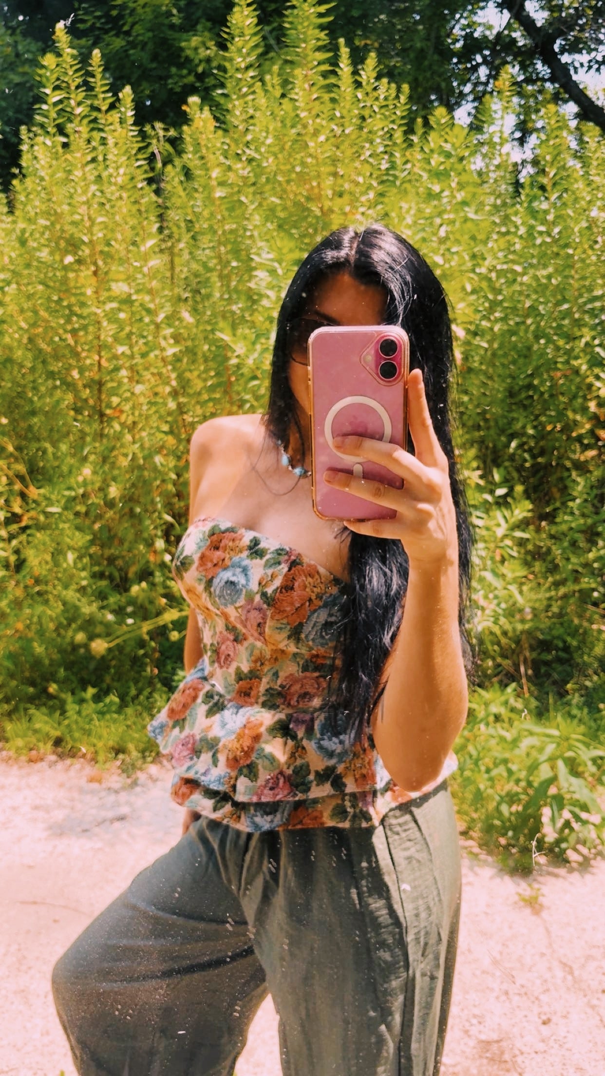 VINTAGE VIBE FLORAL TOP: Bandeau Style Tie Back (S-L)