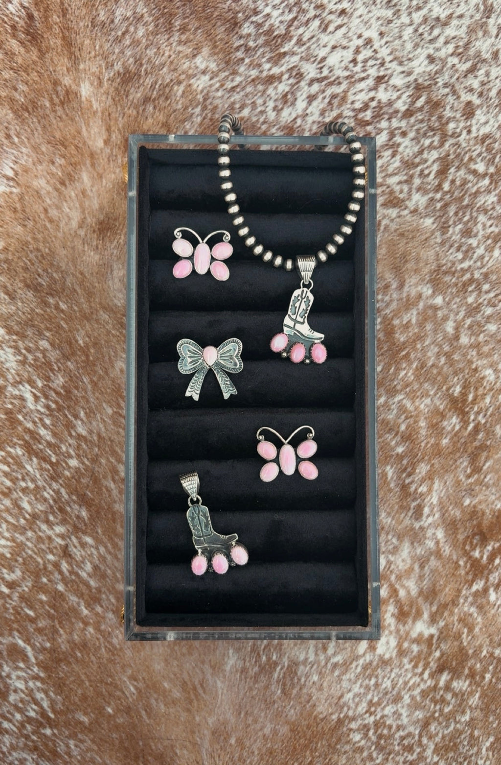Boots, Bows & Butterflies Pink Conch Drop: Sterling Silver Pieces