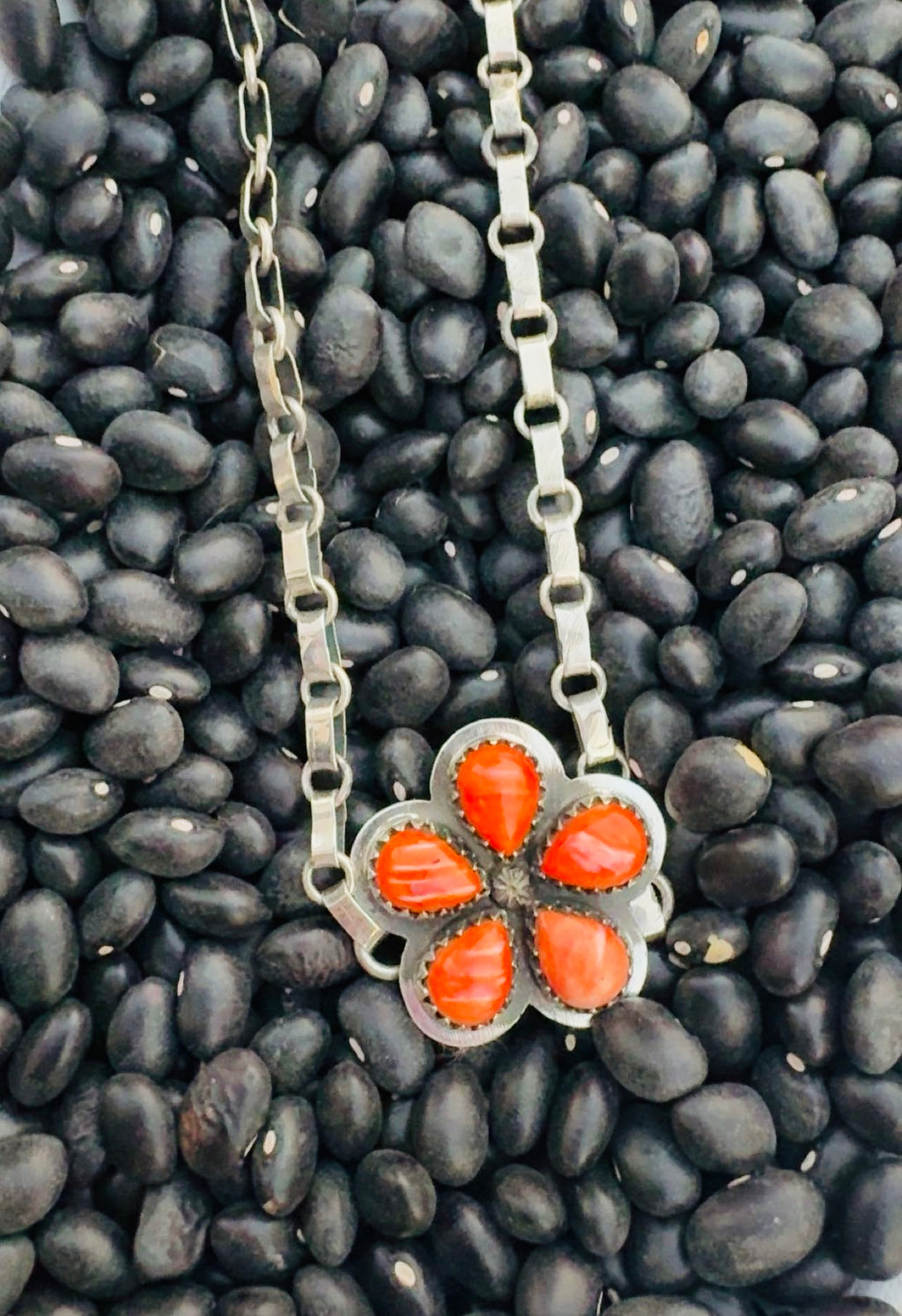 ORANGE SUNSET DROP: Ft. Orange Spiny & Composite Sterling Silver Pieces