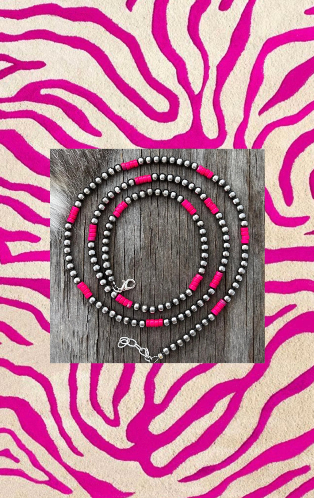 PINK DYED TURQUOISE HEISHI BEAD GERMAN SILVER 5mm NAVAJO MADE PEARLS- PRE ORDER (2 week biz day TAT)