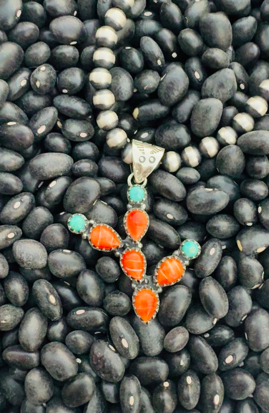 ORANGE SUNSET DROP: Ft. Orange Spiny & Composite Sterling Silver Pieces