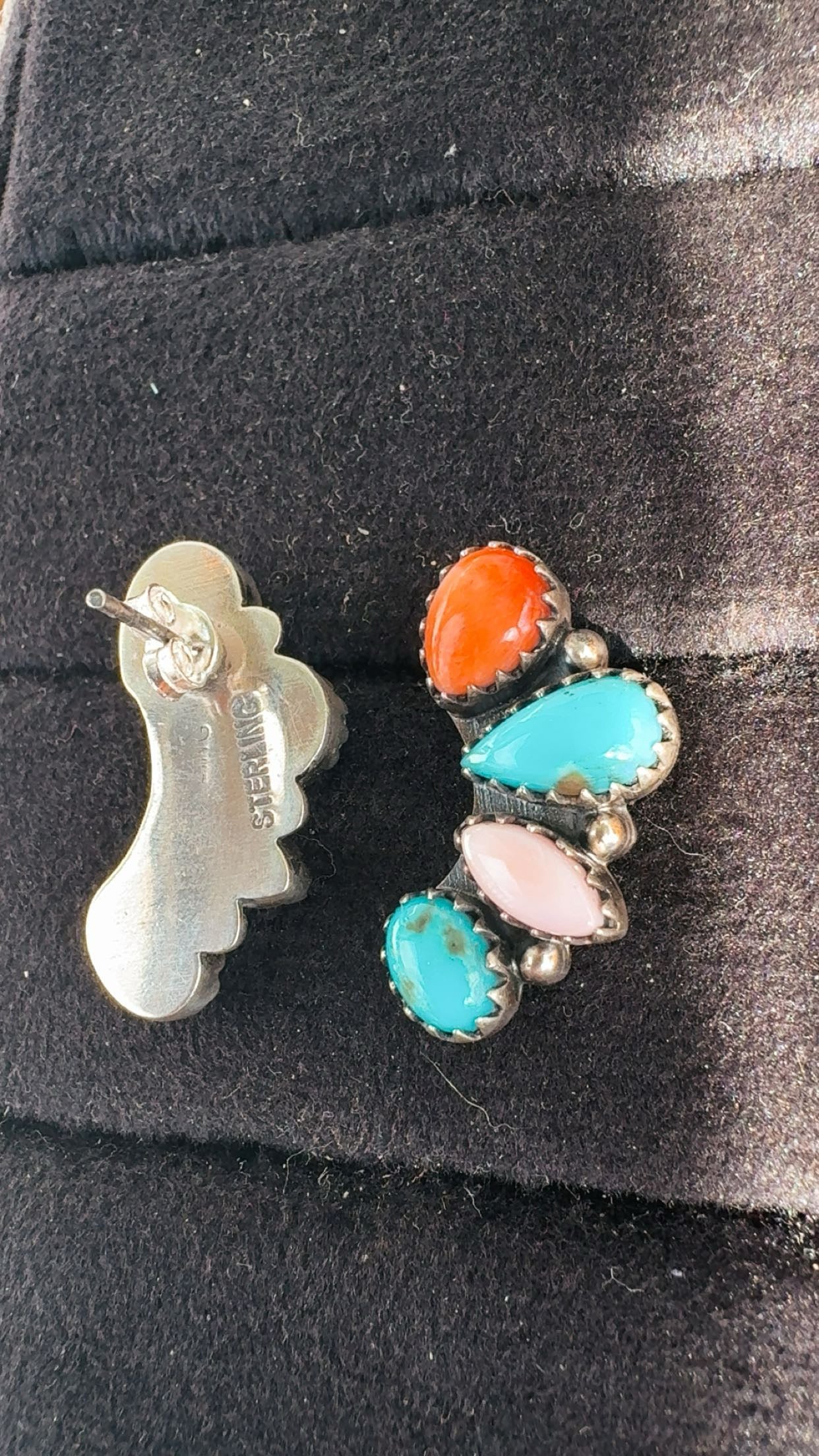 Multi Stone Drop! - featuring pink conch, red coral, kingman & Sonoran! Sterling Silver Pieces