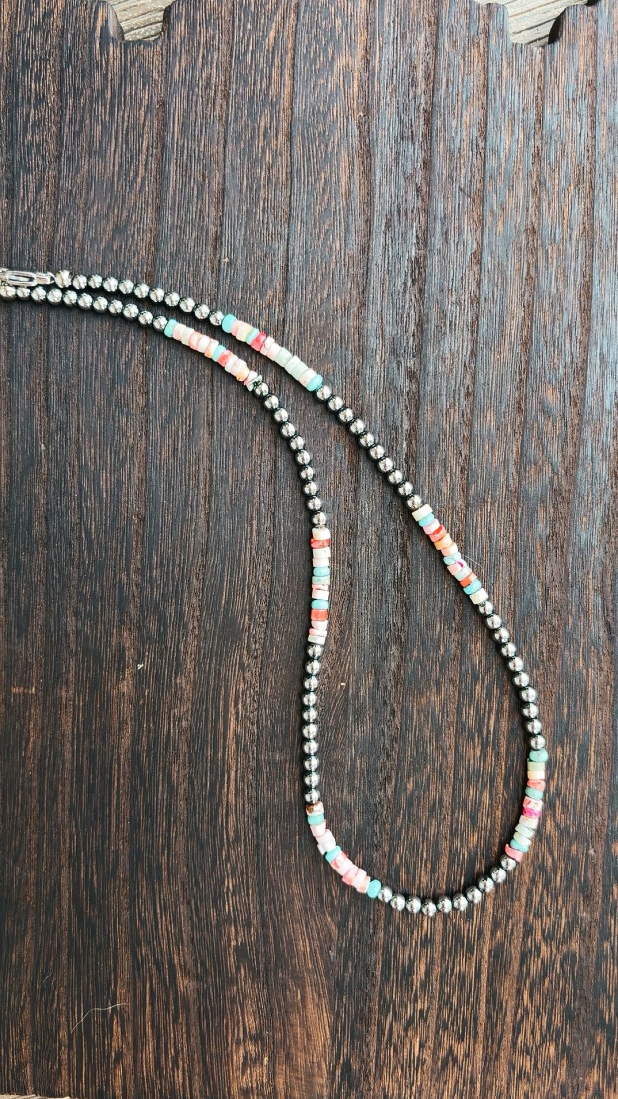 “THE PINK SKIES” 4mm hematite pearls with pink opal/turquoise magnesite beads (non tarnish & hypoallergenic)**1.5 week biz day TAT to be strung