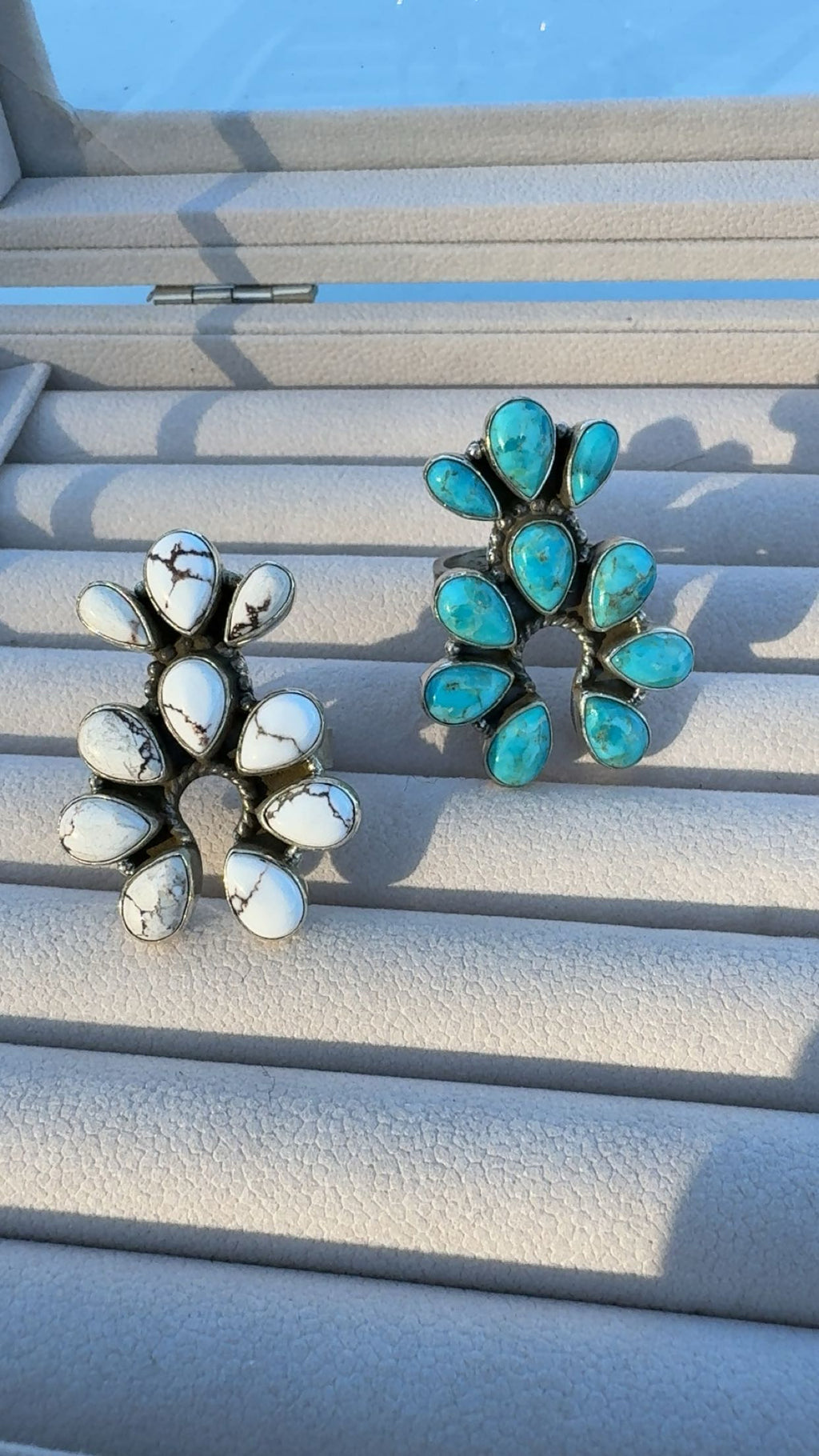 NAJA RINGS: Adjustable Kingman & Wild Horse 10 Stone Sterling Silver Rings