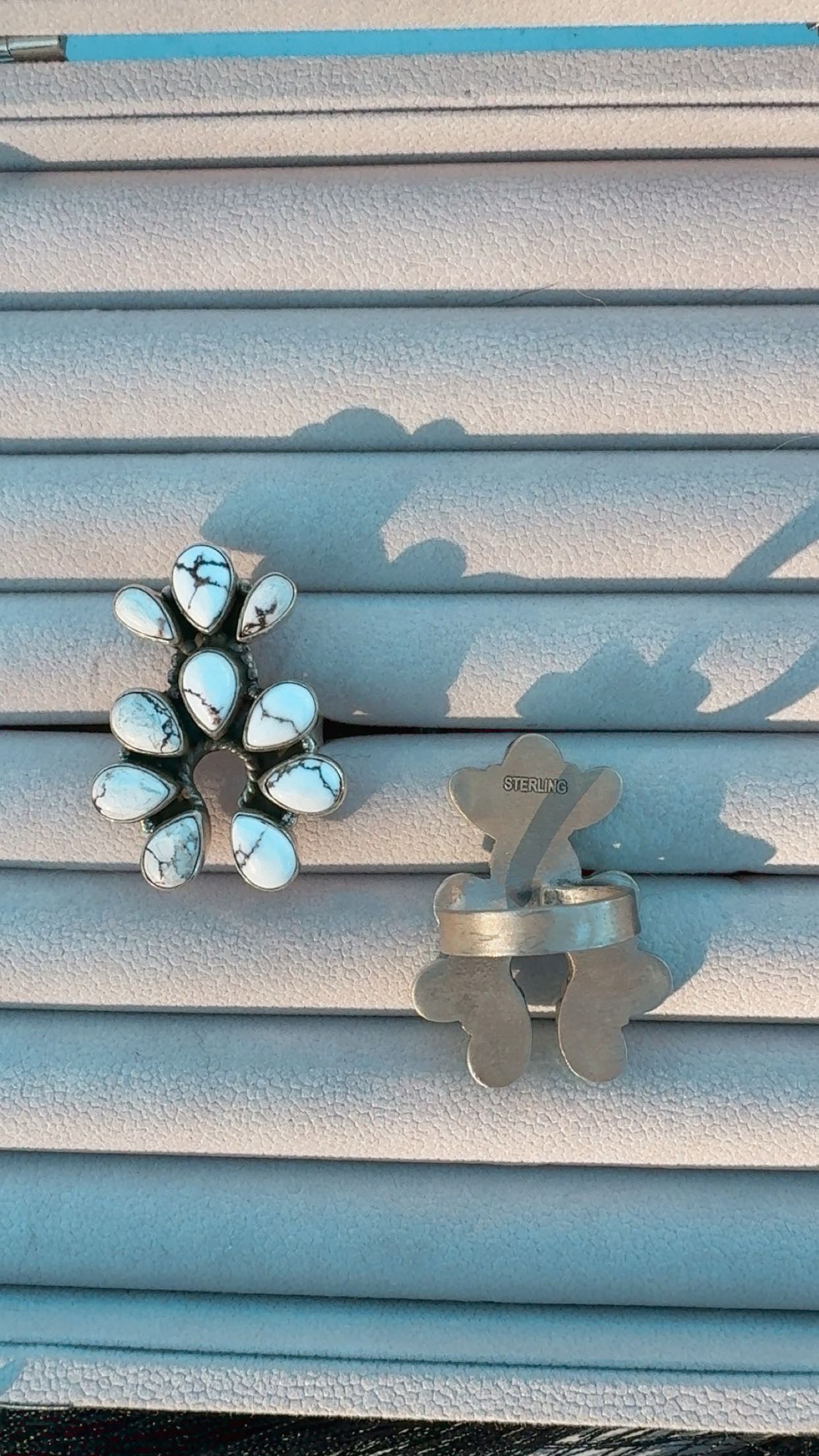 NAJA RINGS: Adjustable Kingman & Wild Horse 10 Stone Sterling Silver Rings