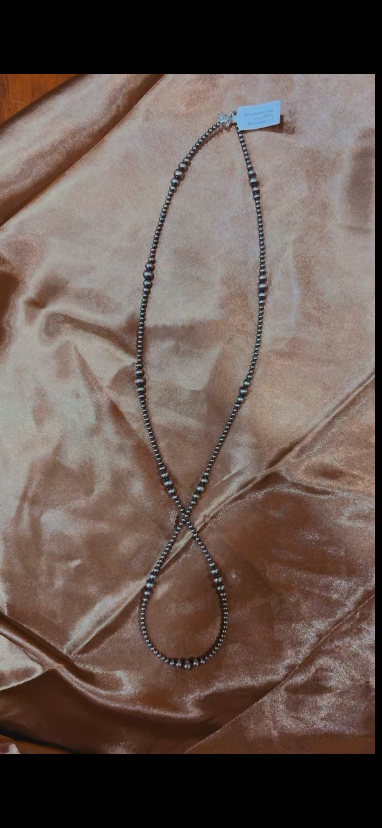 NAVAJO STRUNG 30” GRADUATED PEARLS: Finished in New Mexico 3-6mm
