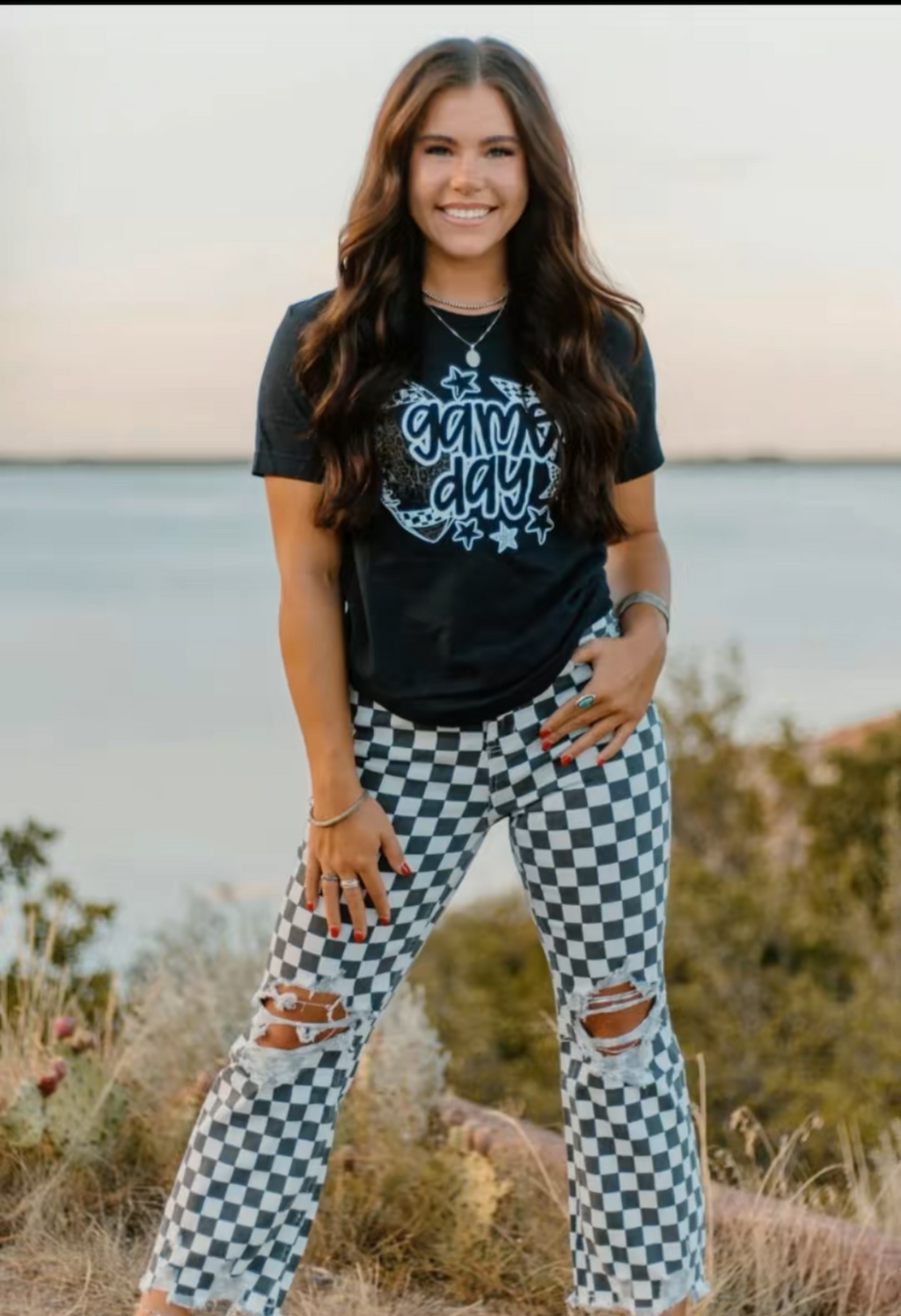 CHECK ME OUT DISTRESSED KNEE CROPPED DENIM: Pre-Order